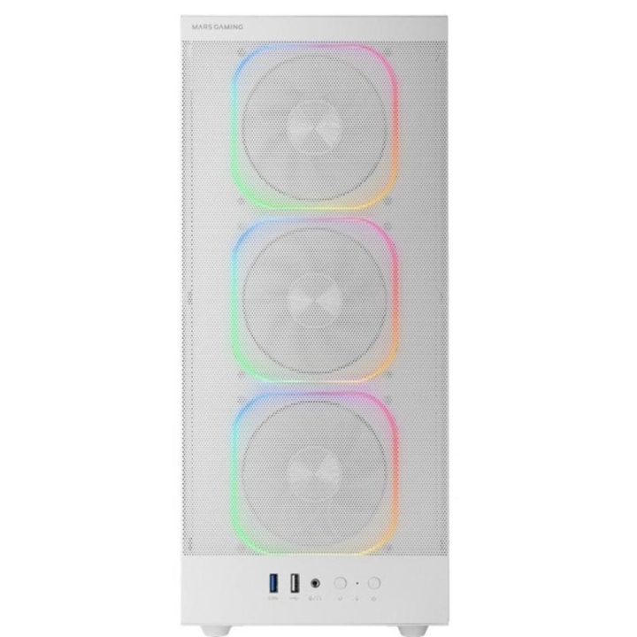 Mars Gaming MCNEBULAW ATX ARGB Tempered Glass White PC Case