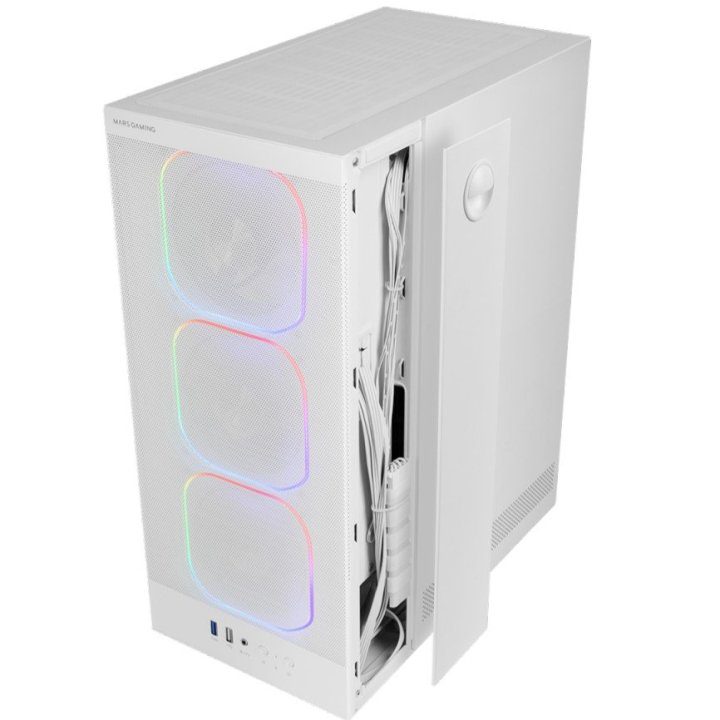 Mars Gaming MCNEBULAW ATX ARGB Tempered Glass White PC Case