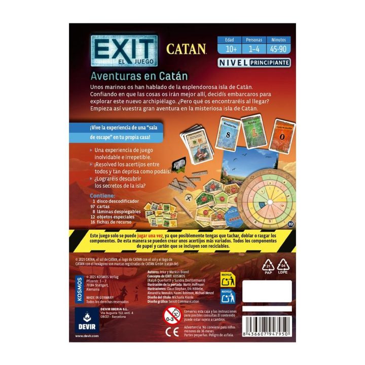 Devir Jogo de tabuleiro Exit: Aventuras em Catan (BGEXIT26ES)