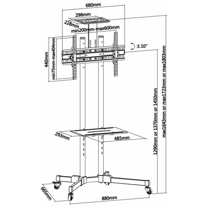 AISENS FT70TE-035 70" Digital Signage Stand Black