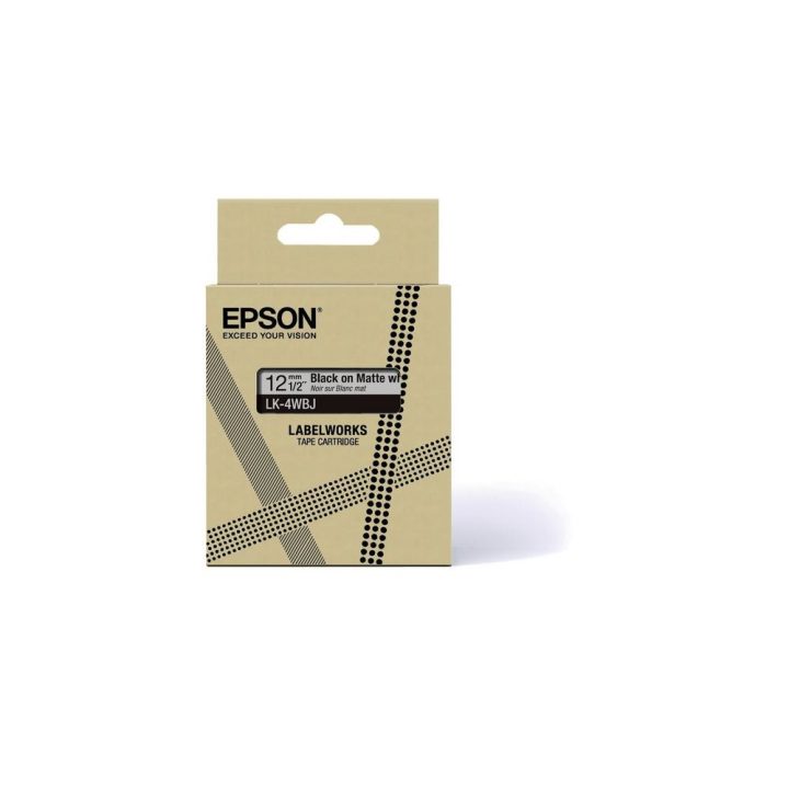 Epson Matte Tape – White/Black 12mm(8m) – LK-4WBJ