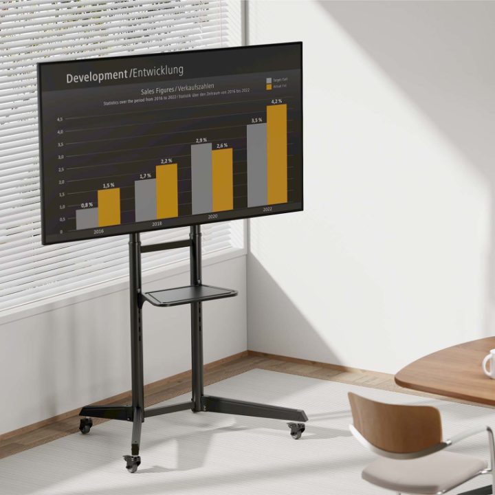 AISENS ECO Floor Stand with Wheels, DVD Tray for Monitor/TV 50kg…