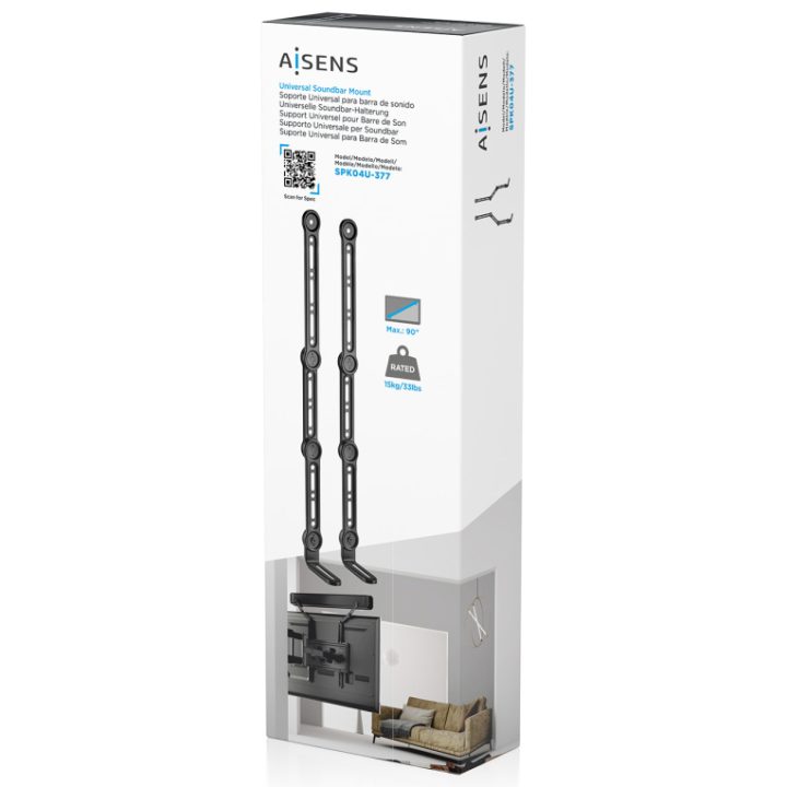 AISENS Universal Soundbar Wall Mount, Black