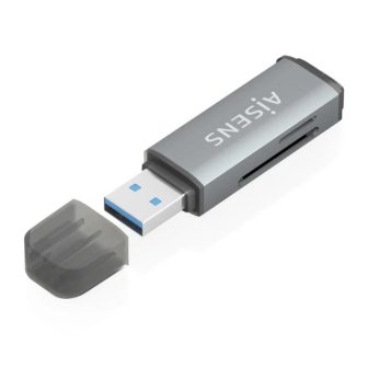 AISENS SD, Micro SD, MMC, RS-MMC, MMC Micro Card Reader, USB-A, Gray
