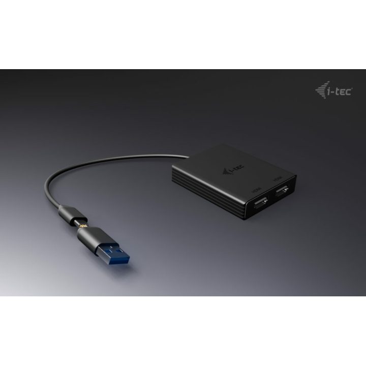 Adaptador de vídeo i-tec USB-A/USB-C Dual 4K/60 Hz DisplayPort