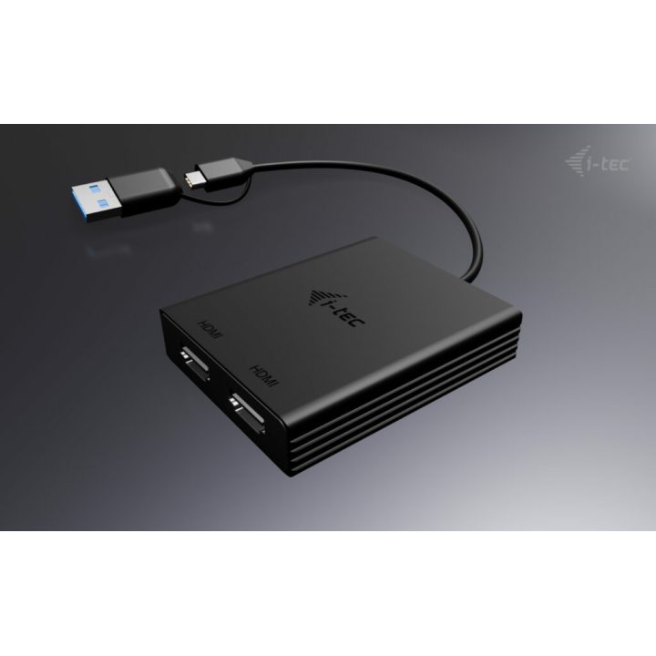 Adaptador de vídeo i-tec USB-A/USB-C Dual 4K/60 Hz DisplayPort