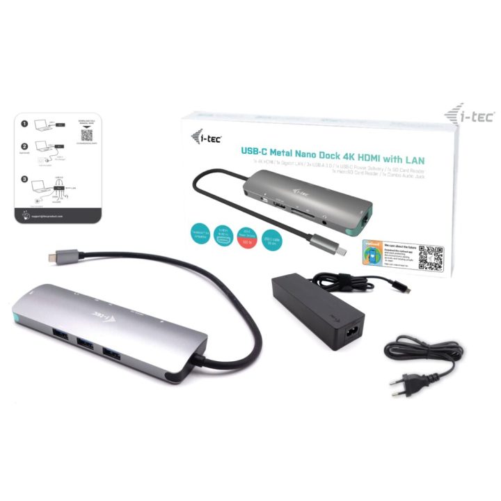 i-tec USB-C Metal Nano Docking Station 4K HDMI LAN with Power…