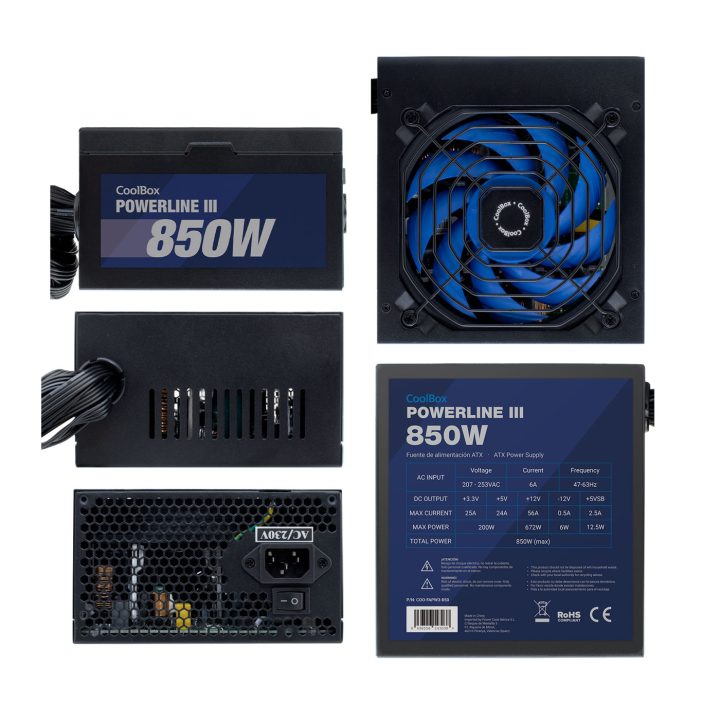 CoolBox FONTE DE ALIMENTAÇÃO ATX POWERLINE III 850W 85%EFI