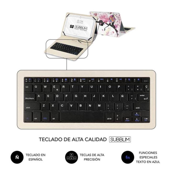 Subblim Capa com teclado micro USB – type c keytab USB 11" fadas…