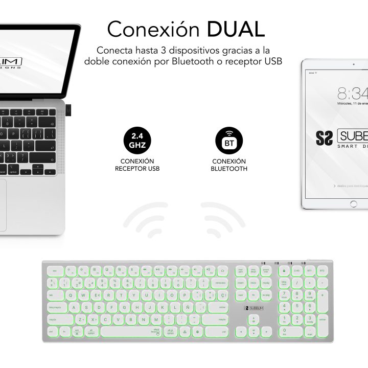 Subblim Bluetooth/2.4G Master Backlit Extended Keyboard P/B…