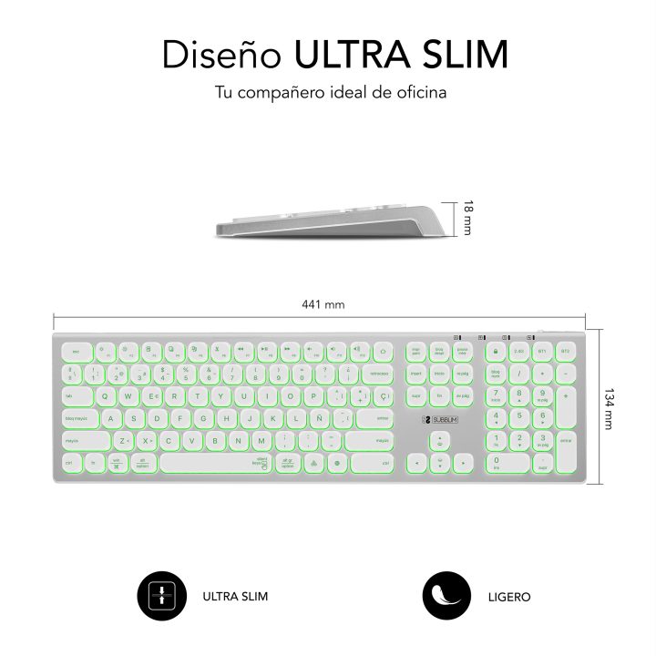 Subblim Bluetooth/2.4G Master Backlit Extended Keyboard P/B…