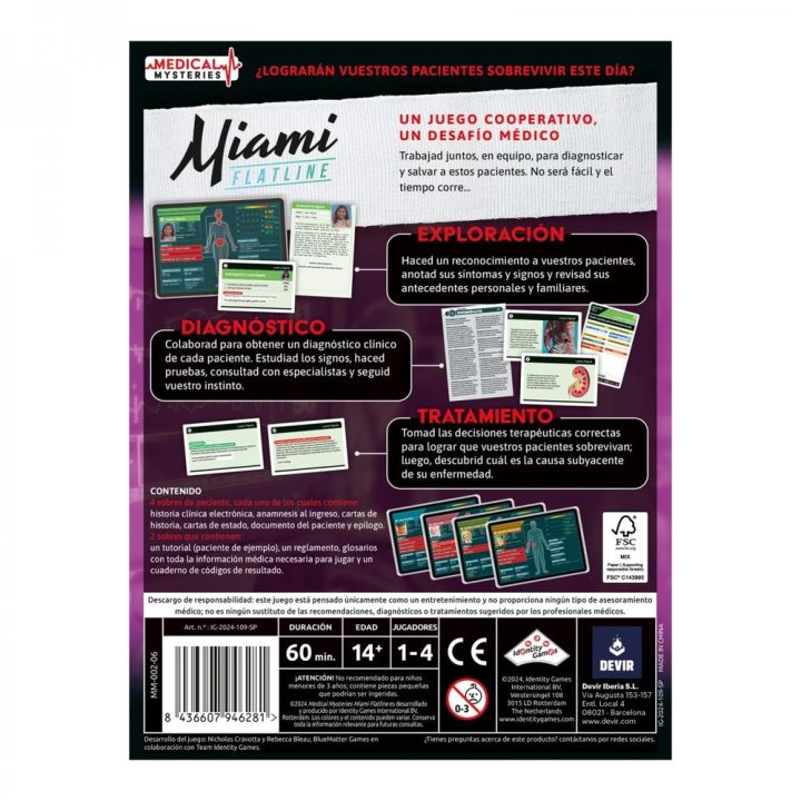 Devir Board Game Medical Mysteries Miami (BGMMMSP)