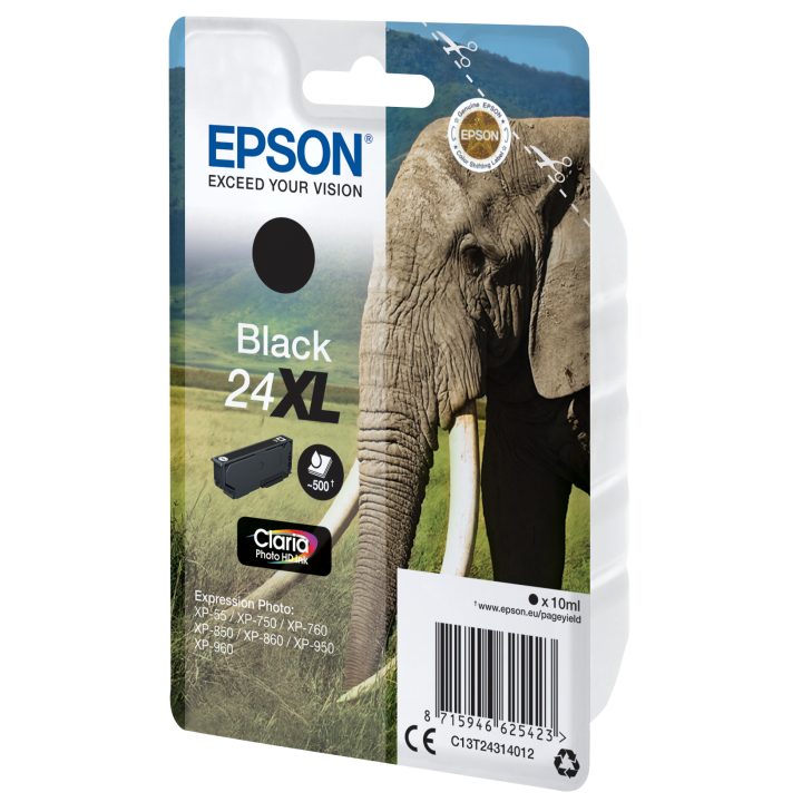 Epson Elephant Black Ink 24XL Claria Photo HD Elephants