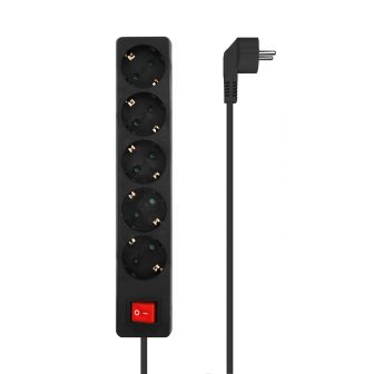 AISENS 5-Outlet Power Strip with Switch and 3×1.5mm2 Cable, Black…