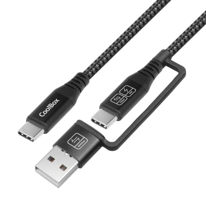CoolBox USB-C + A / USB-C DATA 10Gbps + FAST CHARGING 60W CABLE