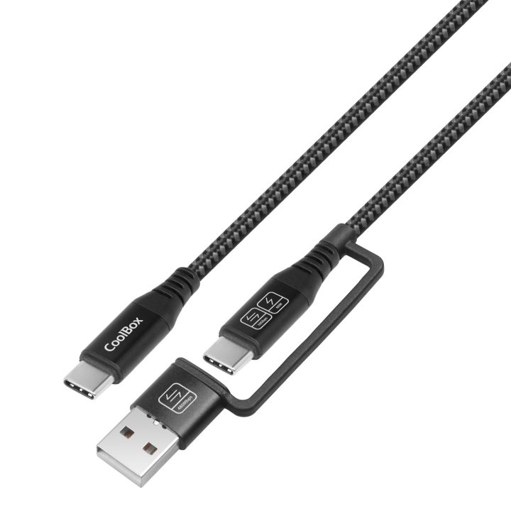 CoolBox USB-C + A / USB-C DATA 10Gbps + FAST CHARGING 60W CABLE