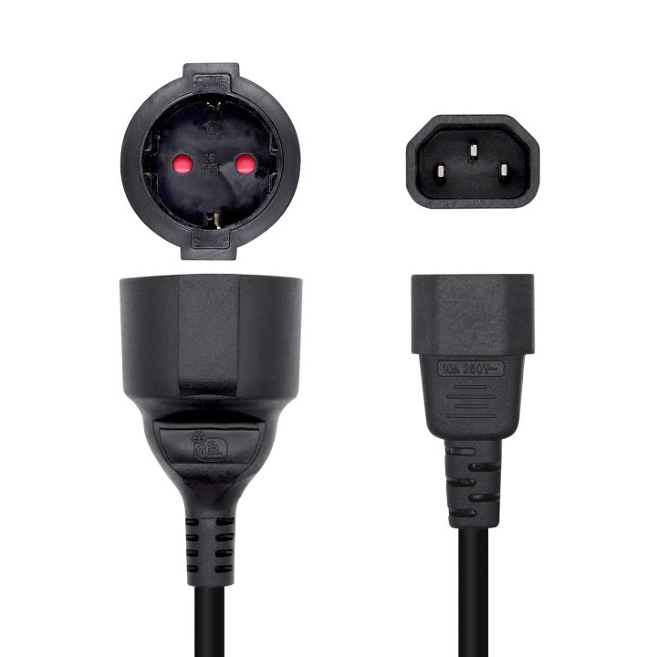 AISENS Cabo de Alimentação 16A, C14/M para CEE7/H, 25cm