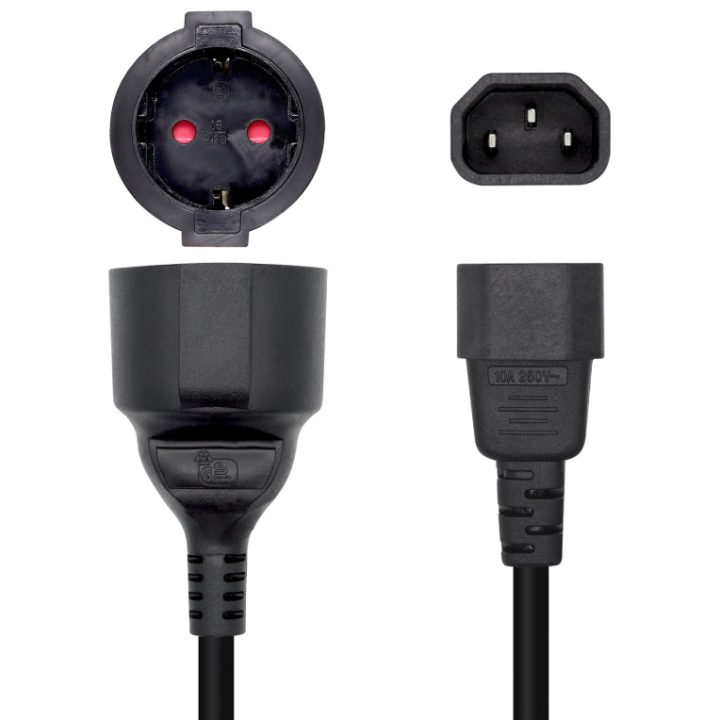 AISENS 16A Power Cable, C14/M to CEE7/H, 25cm