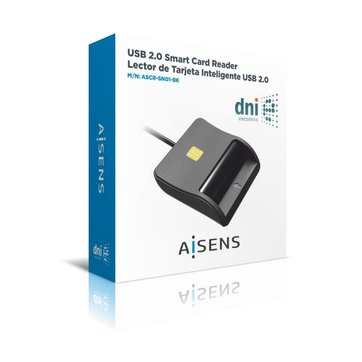 AISENS Lector de Tarjeta Inteligente DNI, Negro
