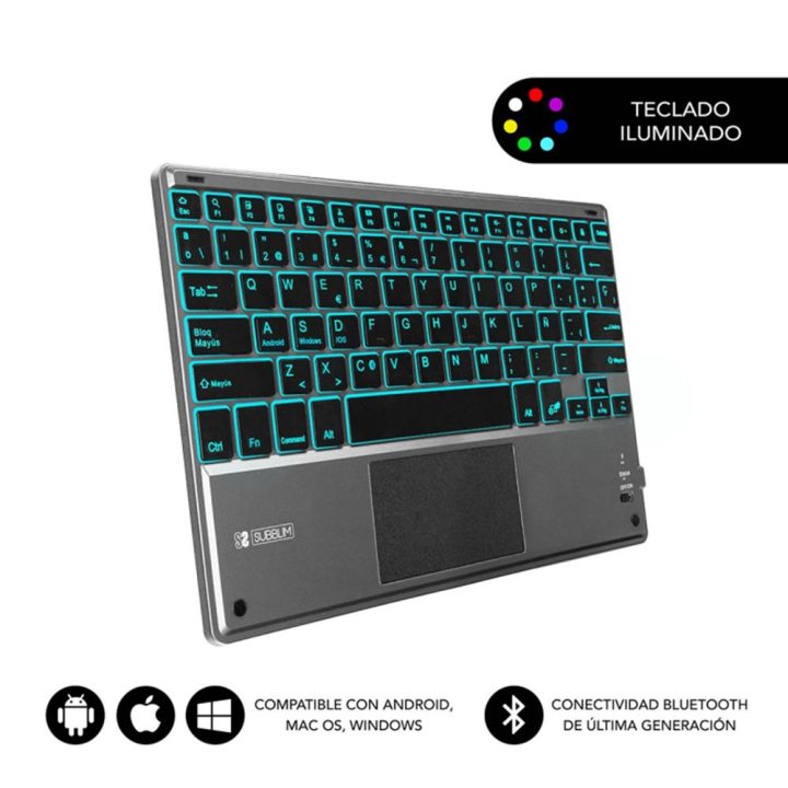 Subblim Bluetooth Smart Backlit Keyboard with Touchpad Gray…