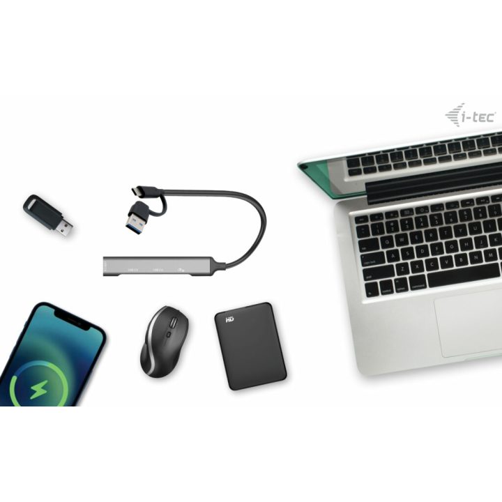 Hub metálico i-tec USB-C/USB-A 1x USB 3.0 + 3x USB 2.0