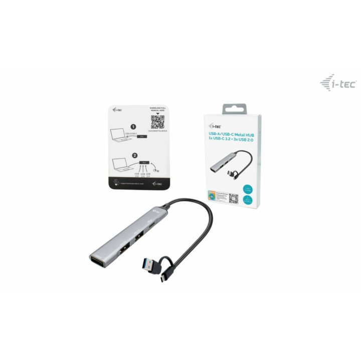 Hub metálico i-tec USB-C/USB-A 1x USB 3.0 + 3x USB 2.0