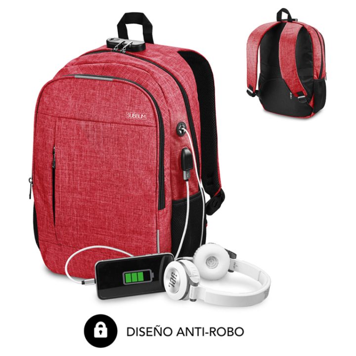Subblim Urban Lock Backpack for 16-inch Laptop Red (SUB-BP-1UL0002)