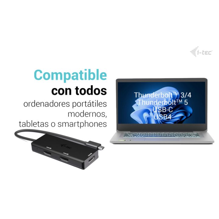 Adaptador de vídeo i-tec USB-C Triple 4K HDMI, Power Delivery 100W