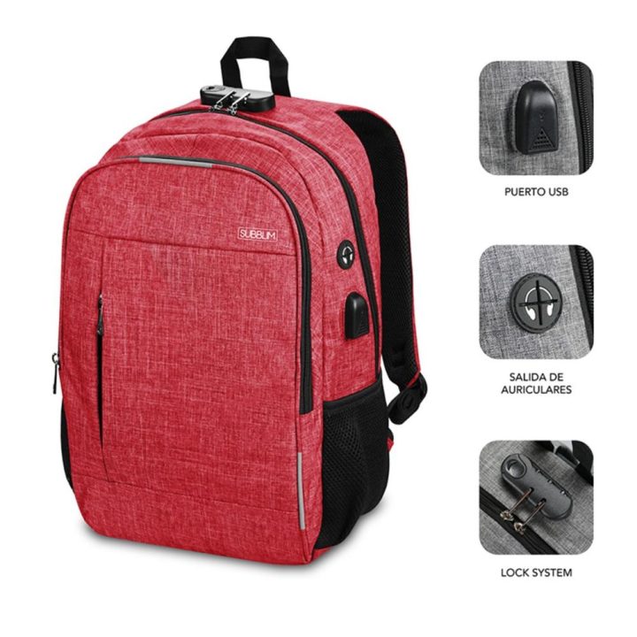 Mochila Subblim urban lock backpack para portatil 16 pulgadas rojo…