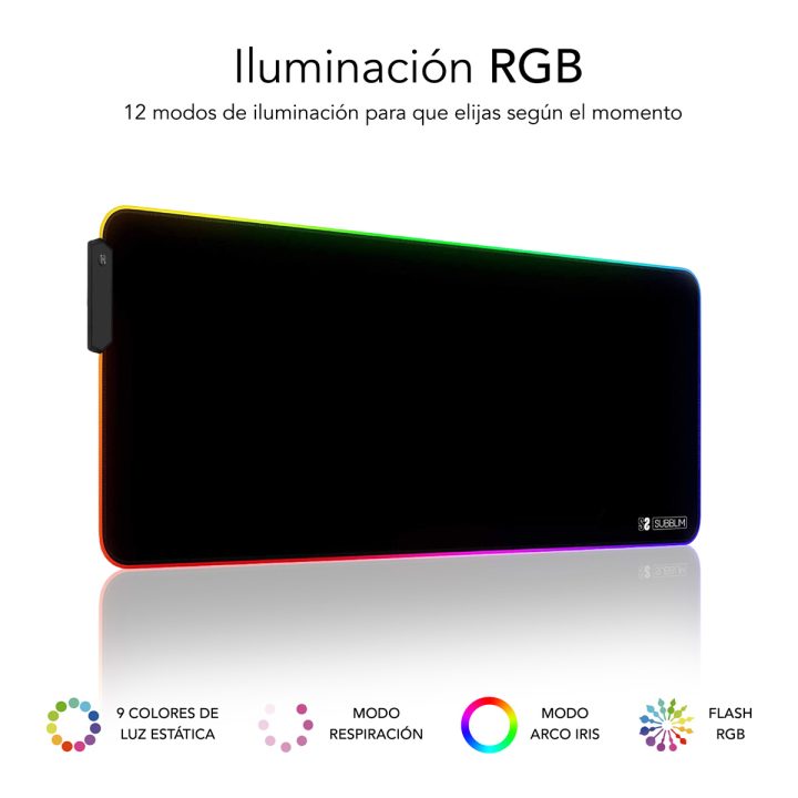 Alfombrilha de rato Subblim mouse pad premium LED RGB preto…