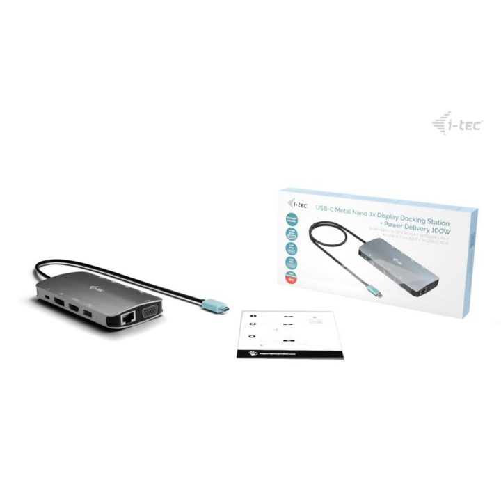 i-tec USB-C Metal Nano 3x Display (DP, HDMI and VGA) Docking Station…