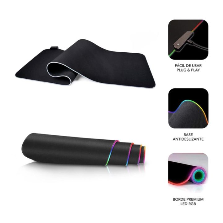 Alfombrilha de rato Subblim mouse pad premium LED RGB preto…