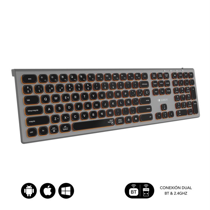 Teclado Subblim master iluminado ext inalambrico gris-negro…
