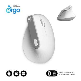 Raton inalambrico Subblim vertical ergo dual mouse battery blanco…