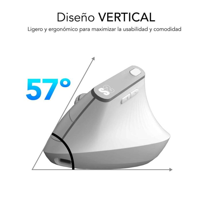 Subblim Vertical Ergo Dual Mouse Battery Wireless Mouse White…