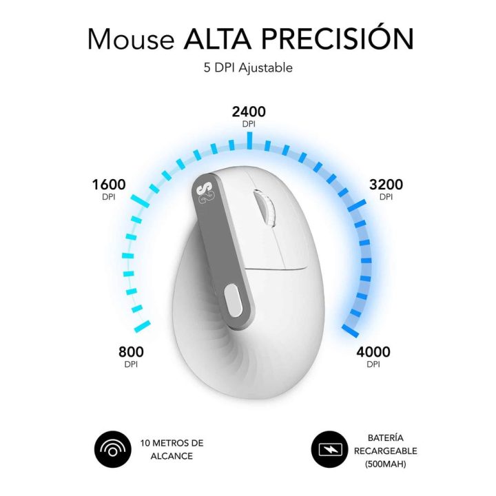 Subblim Vertical Ergo Dual Mouse Battery Wireless Mouse White…