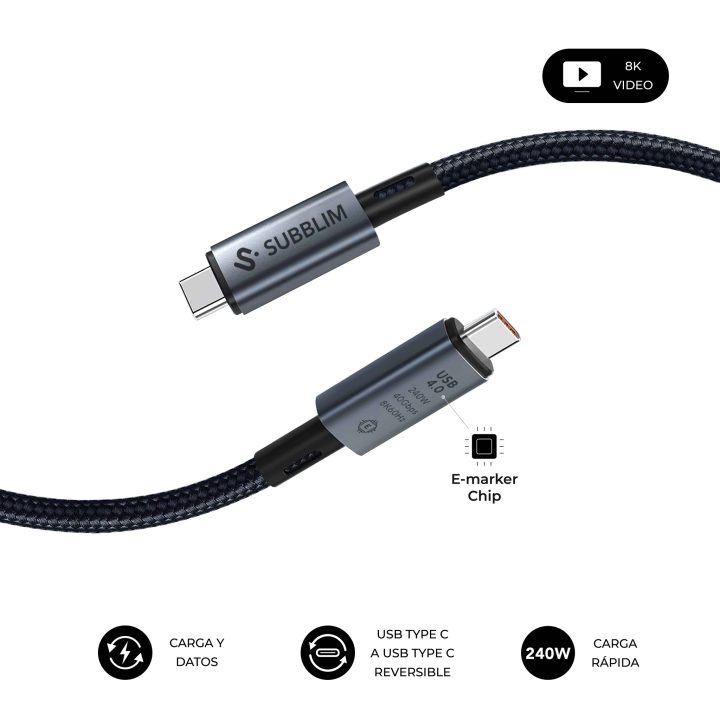 Cabo Subblim high 240W c-c usb4.0 8K 1,5m (SUBCAB-C24010)