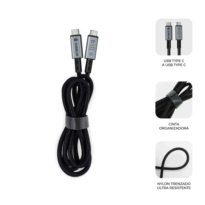 Cabo Subblim high 240W c-c usb4.0 8K 1,5m (SUBCAB-C24010)