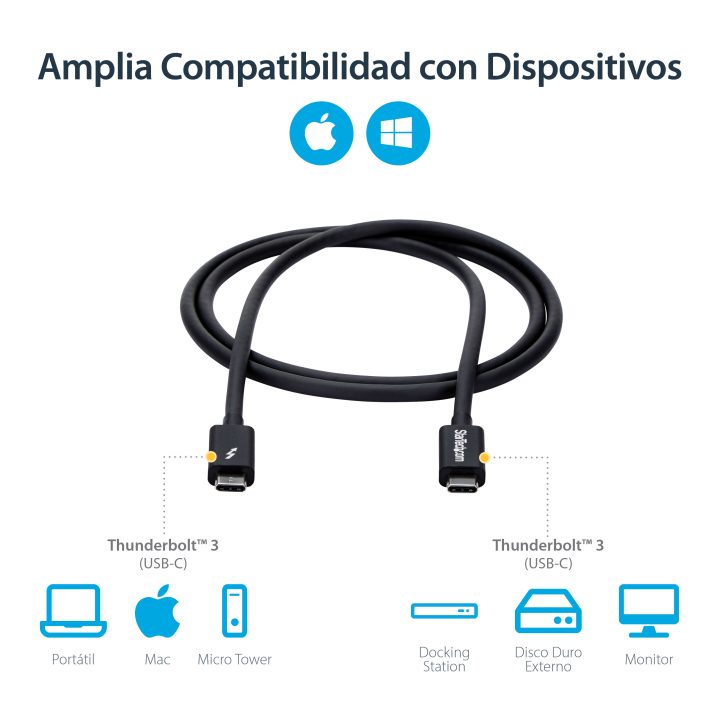 StarTech.com Cabo Thunderbolt 3 Passivo de 1m - 20Gbps - PD 100W -…