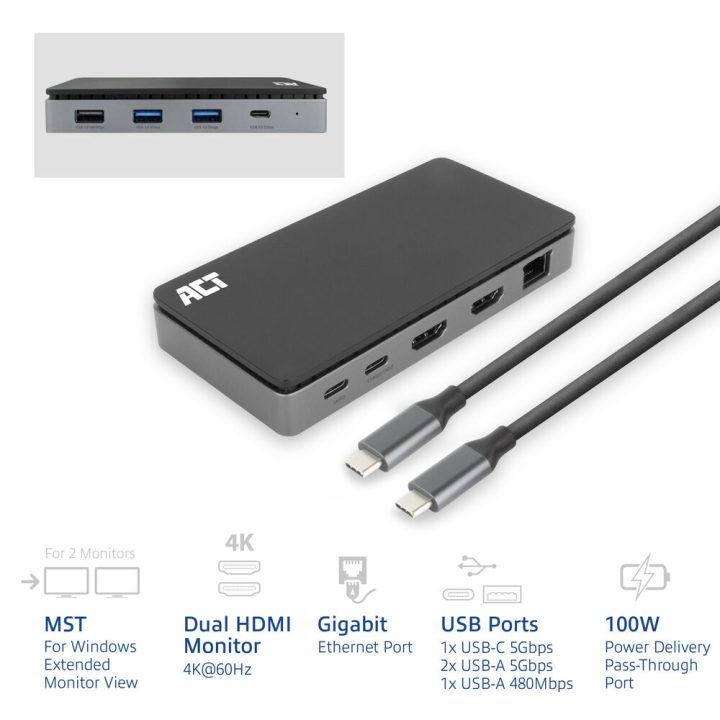 ACT AC7093 Laptop Docking Station and Port Replicator Wired USB 3.2…