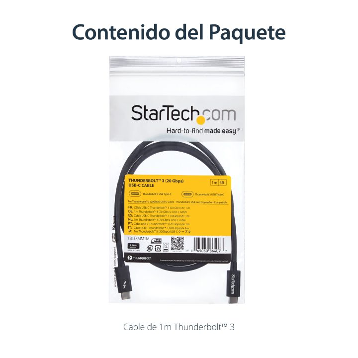 StarTech.com Cable Thunderbolt 3 Pasivo de 1m - 20Gbps - PD 100W -…