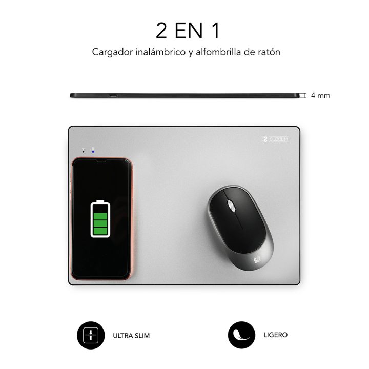 Alfombrilla cargador Subblim mousepad wireless charger 10W…