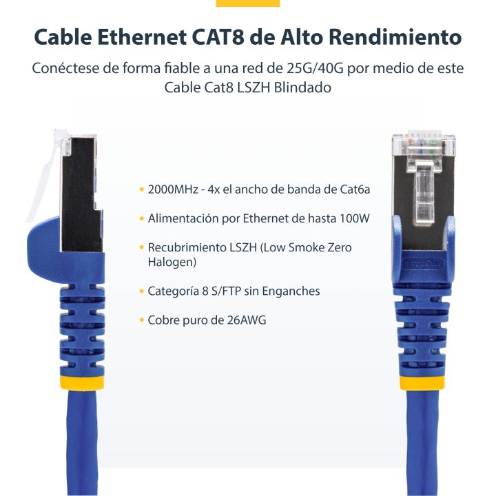 StarTech.com Cabo de Rede Ethernet CAT8 Azul de 1m - Snagless - sem…