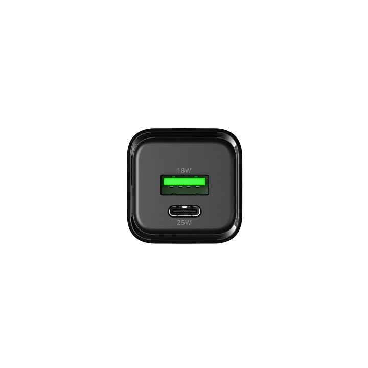 CoolBox CARREGADOR GAN 25W USB-A/USB-C PAREDE PRETO