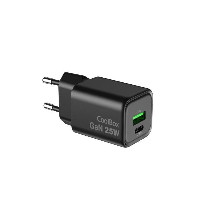CoolBox GAN 25W USB-A/USB-C WALL CHARGER BLACK