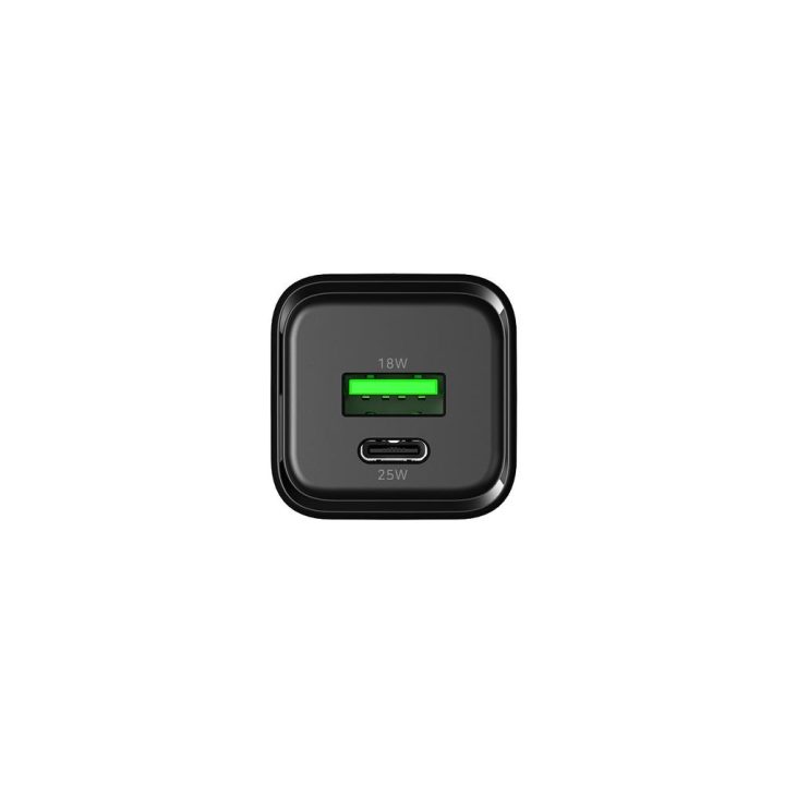 CoolBox CARREGADOR GAN 25W USB-A/USB-C PAREDE PRETO