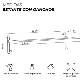Yoevu repisa blanca con ganchos compatible con toalleros electricos…