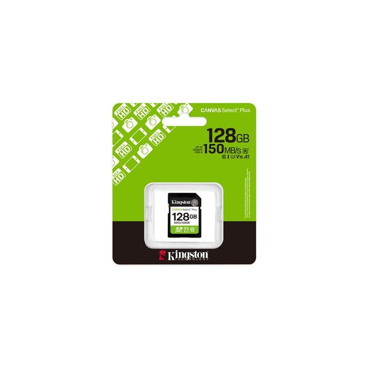 Kingston Technology 128 GB SDXC Canvas Select Plus Gen3 150 MB/s C10…