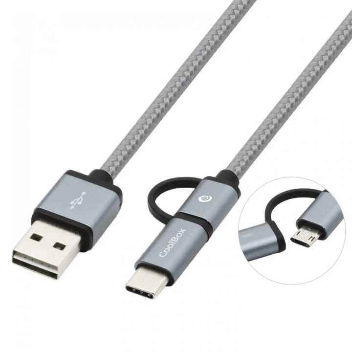 CoolBox COO-CAB-U2MC-GR cable USB USB 2.0 1 m USB A USB C/Micro-USB B…