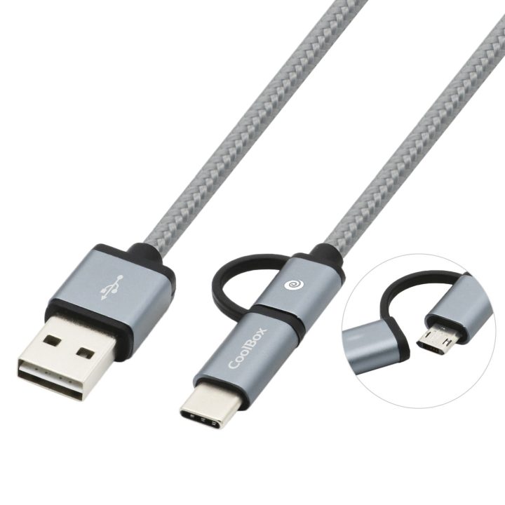 CoolBox COO-CAB-U2MC-GR cable USB USB 2.0 1 m USB A USB C/Micro-USB B…